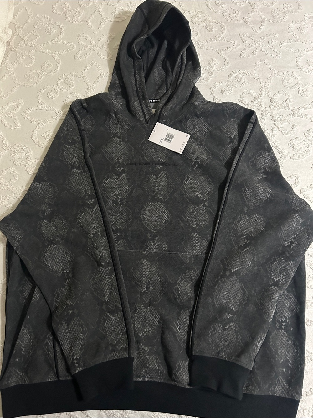 Jordan Black Snake-Print Crewneck Hoodie